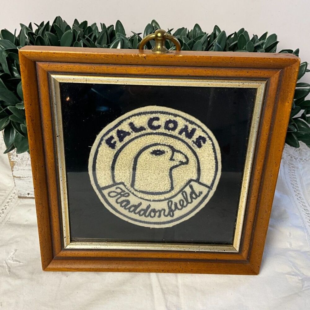 Vintage 1940s–50s Haddonfield NJ Falcons Chenille Patch Framed NJ Memorabilia